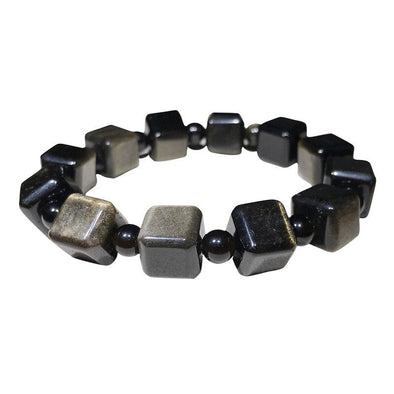 Gold Black Natural Obsidian Stone Bracelet