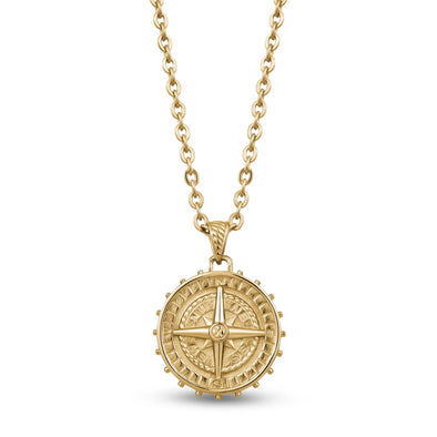 Engravable Gold Compass Pendant