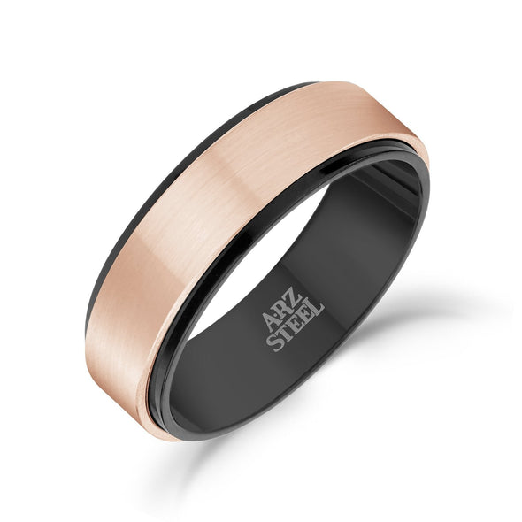 7mm Black & Rose Gold Engravable Band