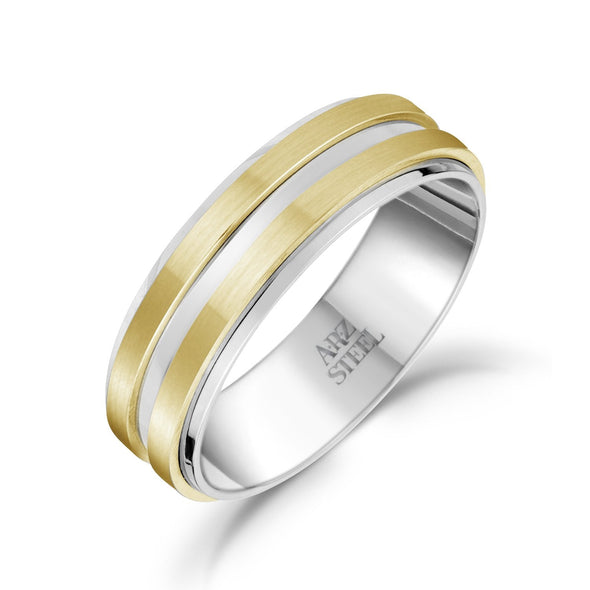 7mm Steel & Gold Engravable Band