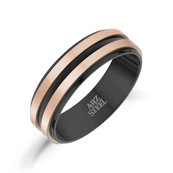 7mm Rose Gold & Black Engravable Band