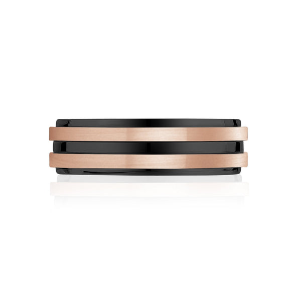 7mm Rose Gold & Black Engravable Band