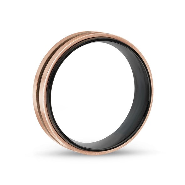 7mm Rose Gold & Black Engravable Band