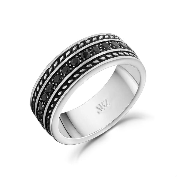 8mm Black Stone Engravable Band