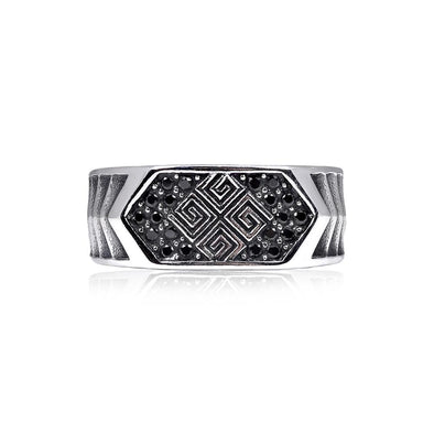 Stainless Steel Black Stone Ring