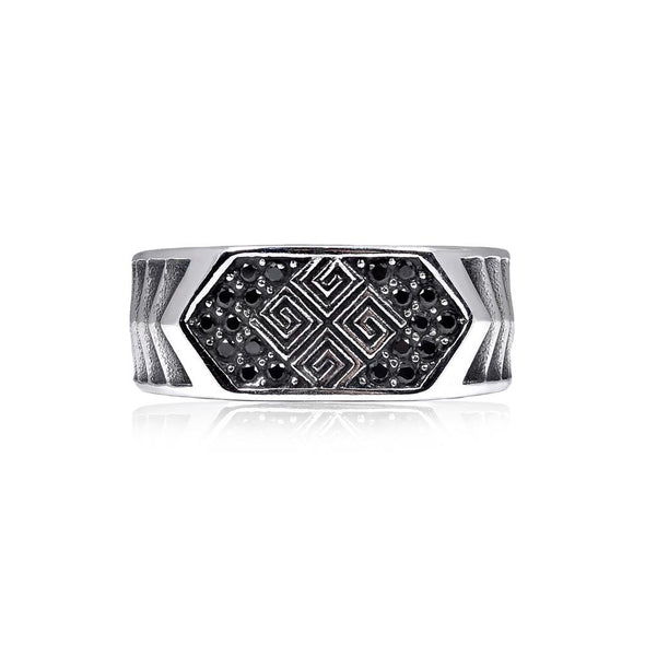 Stainless Steel Black Stone Ring