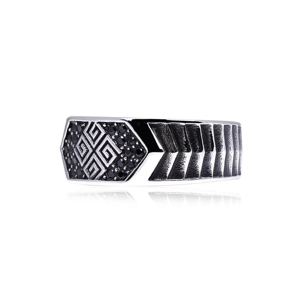 Stainless Steel Black Stone Ring