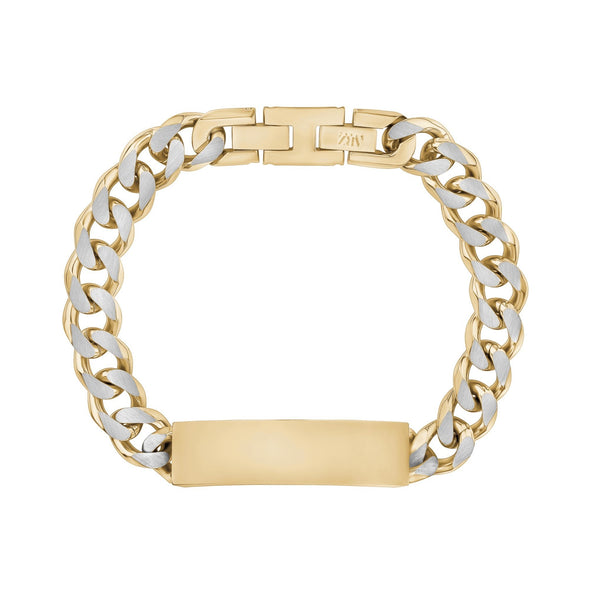 11mm Two Tone Engravable Cuban Link ID Bracelet