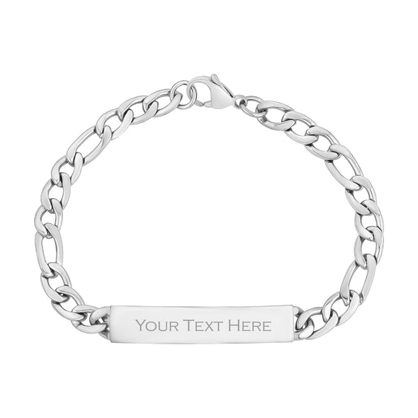 7mm Figaro Link Engravable ID Bracelet