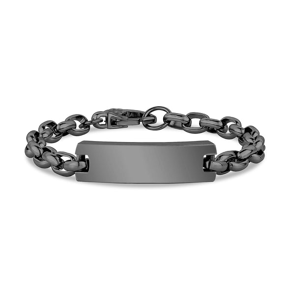 Gun Metal Oval Link Engravable ID Bracelet