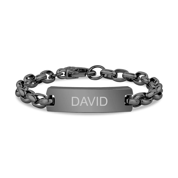 Gun Metal Oval Link Engravable ID Bracelet