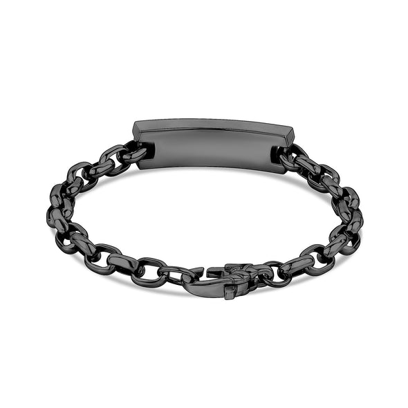 Gun Metal Oval Link Engravable ID Bracelet