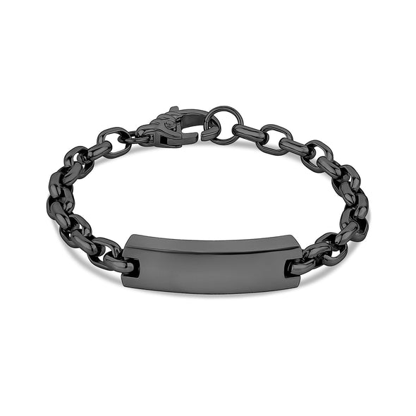 Gun Metal Oval Link Engravable ID Bracelet