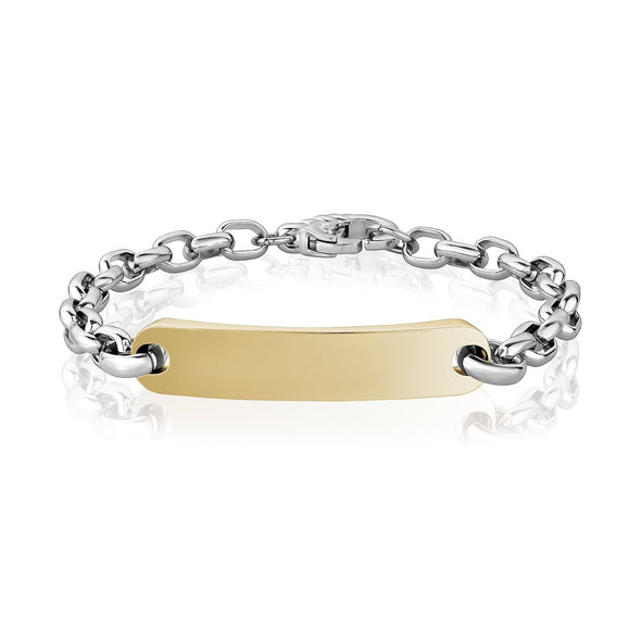 Two Tone Oval Link Engravable ID Bracelet