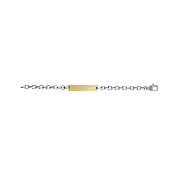 Two Tone Oval Link Engravable ID Bracelet