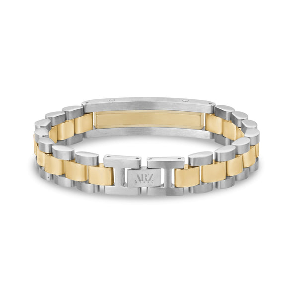 Two Tone Watch Link Engravable ID Bracelet