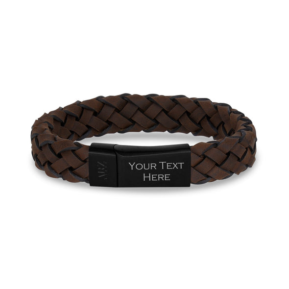 12mm Brown Leather Engravable Bracelet