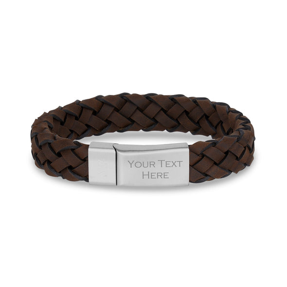 12mm Brown Leather Engravable Bracelet