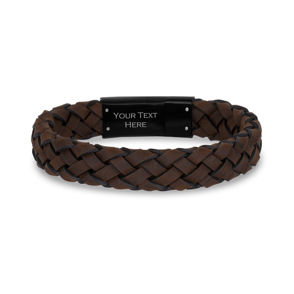 12mm Brown Leather Engravable Bracelet