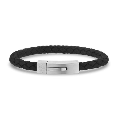 6mm Black Leather Matte Clasp Engravable Bracelet