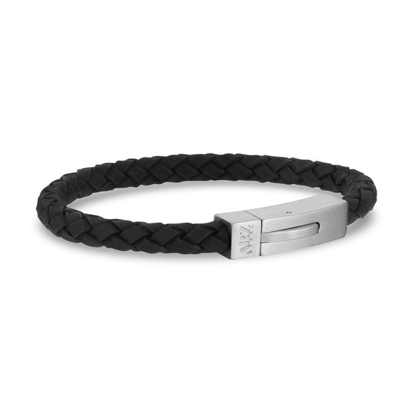 6mm Black Leather Matte Clasp Engravable Bracelet