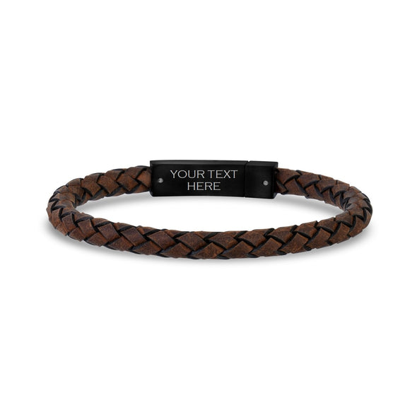 6mm Brown Leather Engravable Bracelet