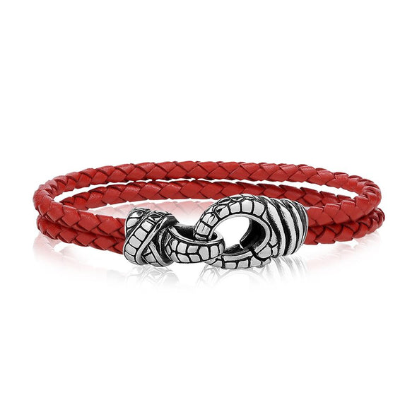 Double Row Leather Detailed Clasp Bracelet