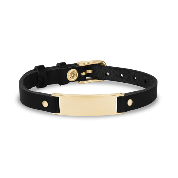 Engravable Flat Leather ID Bracelet