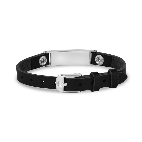 Engravable Flat Leather ID Bracelet