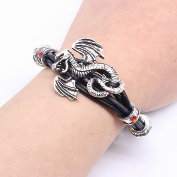 Classic Leather Dragon Bracelet