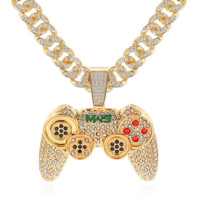 Rhinestone Game Controller Necklace