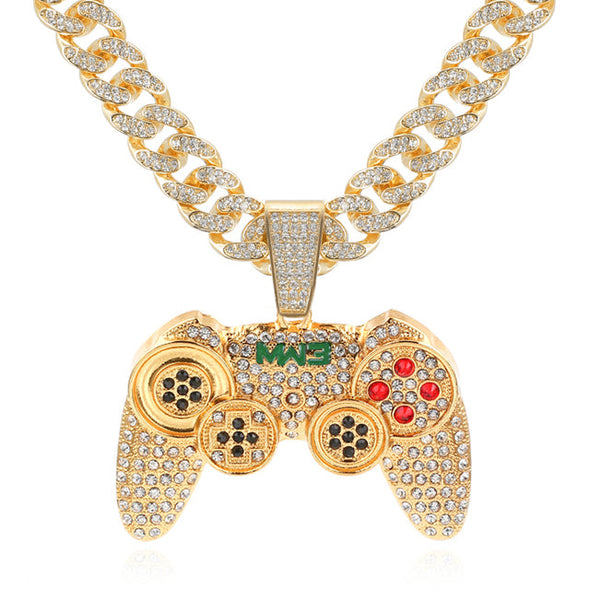 Rhinestone Game Controller Necklace