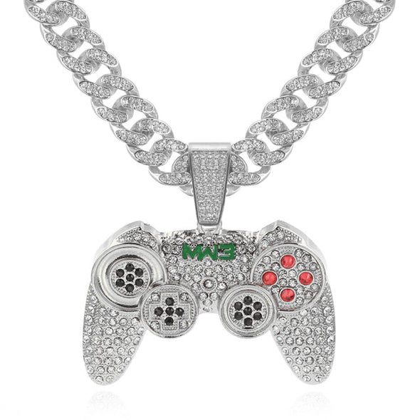 Rhinestone Game Controller Necklace