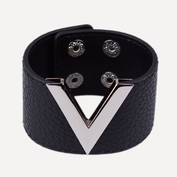 V Leather Bracelet