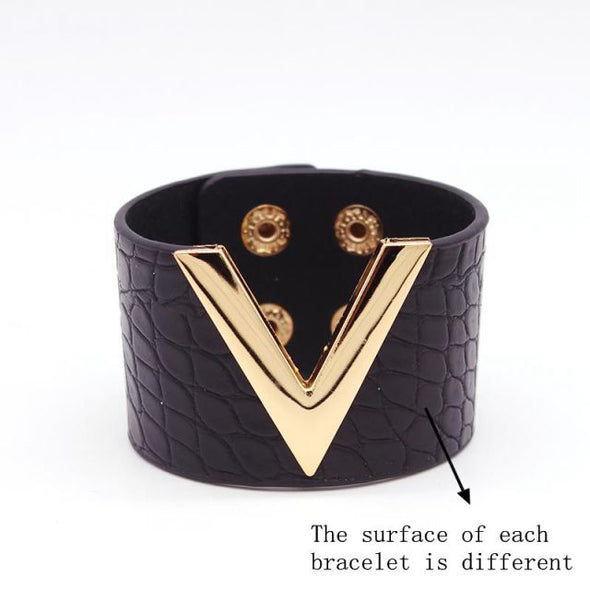 V Leather Bracelet