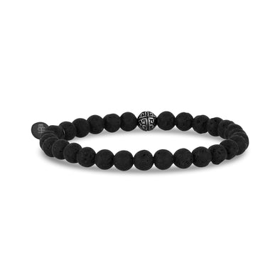 6mm Black Lava Stretch Bead Bracelet