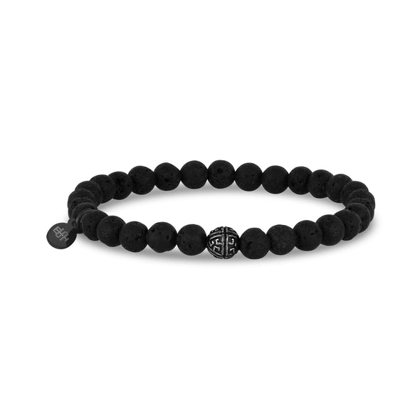 6mm Black Lava Stretch Bead Bracelet