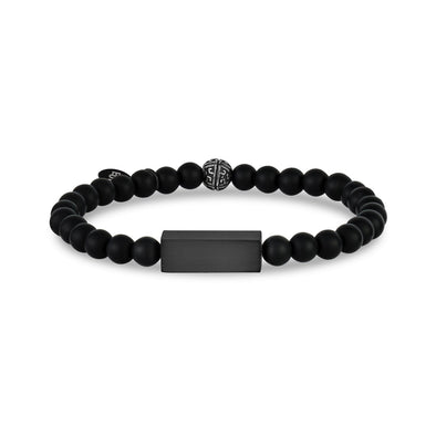 6mm Matte Black Engravable Bead Bracelet