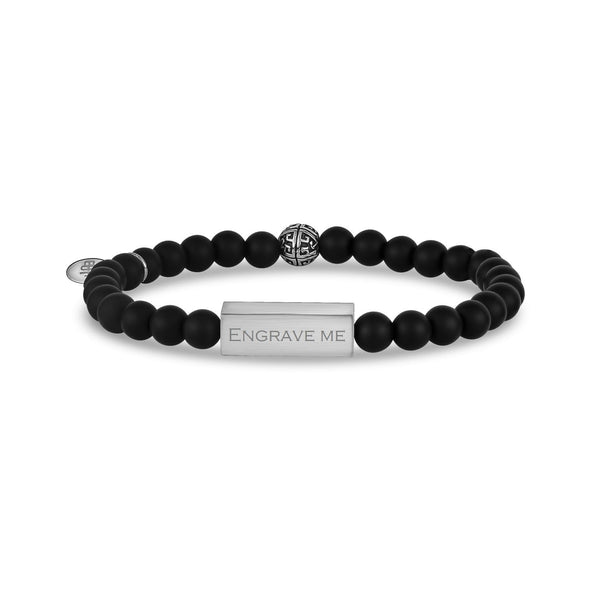 6mm Matte Black Engravable Bead Bracelet