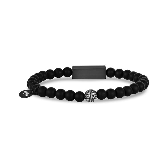 6mm Matte Black Engravable Bead Bracelet