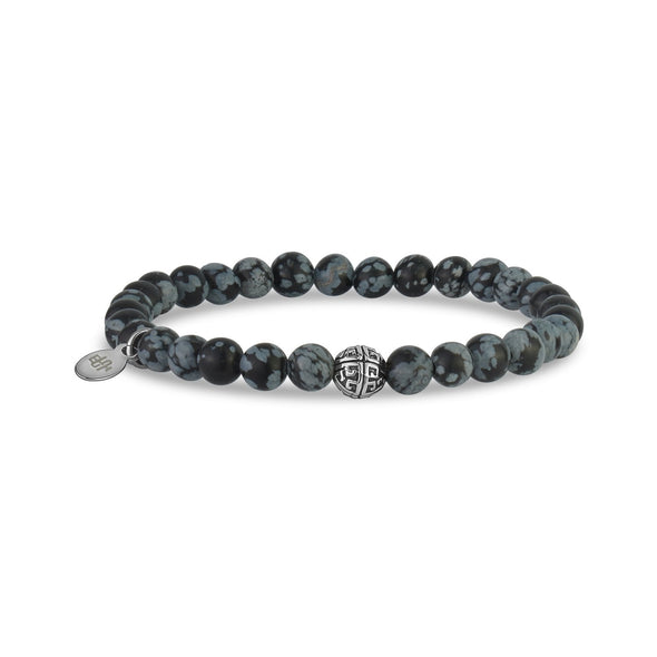 6mm Black Snowflake Stretch Bead Bracelet