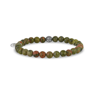 6mm Green Camouflage Stretch Bead Bracelet