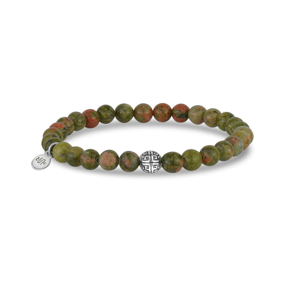 6mm Green Camouflage Stretch Bead Bracelet