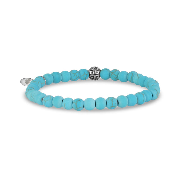 6mm Matte Neo Turquoise Stretch Bead Bracelet