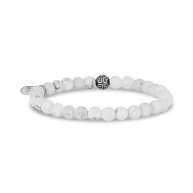 6mm Matte White Howlite Stretch Bead Bracelet