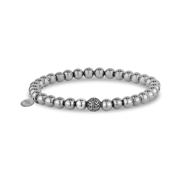 6mm Silver Hematite Stretch Bead Bracelet