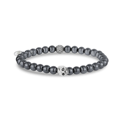 6mm Skull Head Hematite Stretch Bead Bracelet