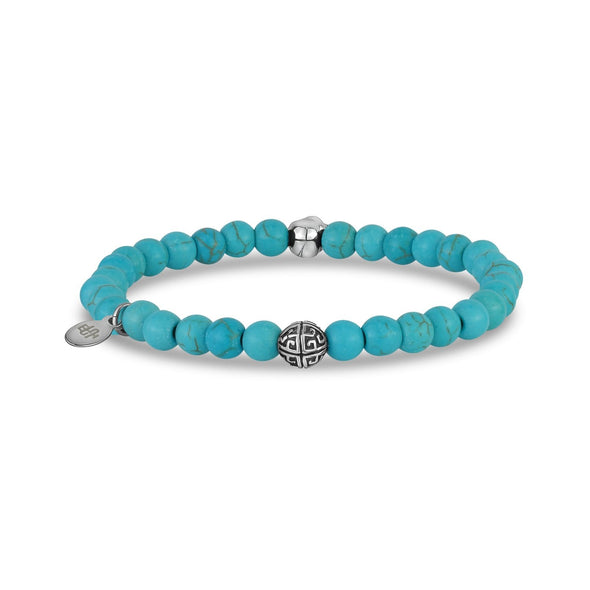 6mm Skull Head Neo Turquoise Stretch Bead Bracelet